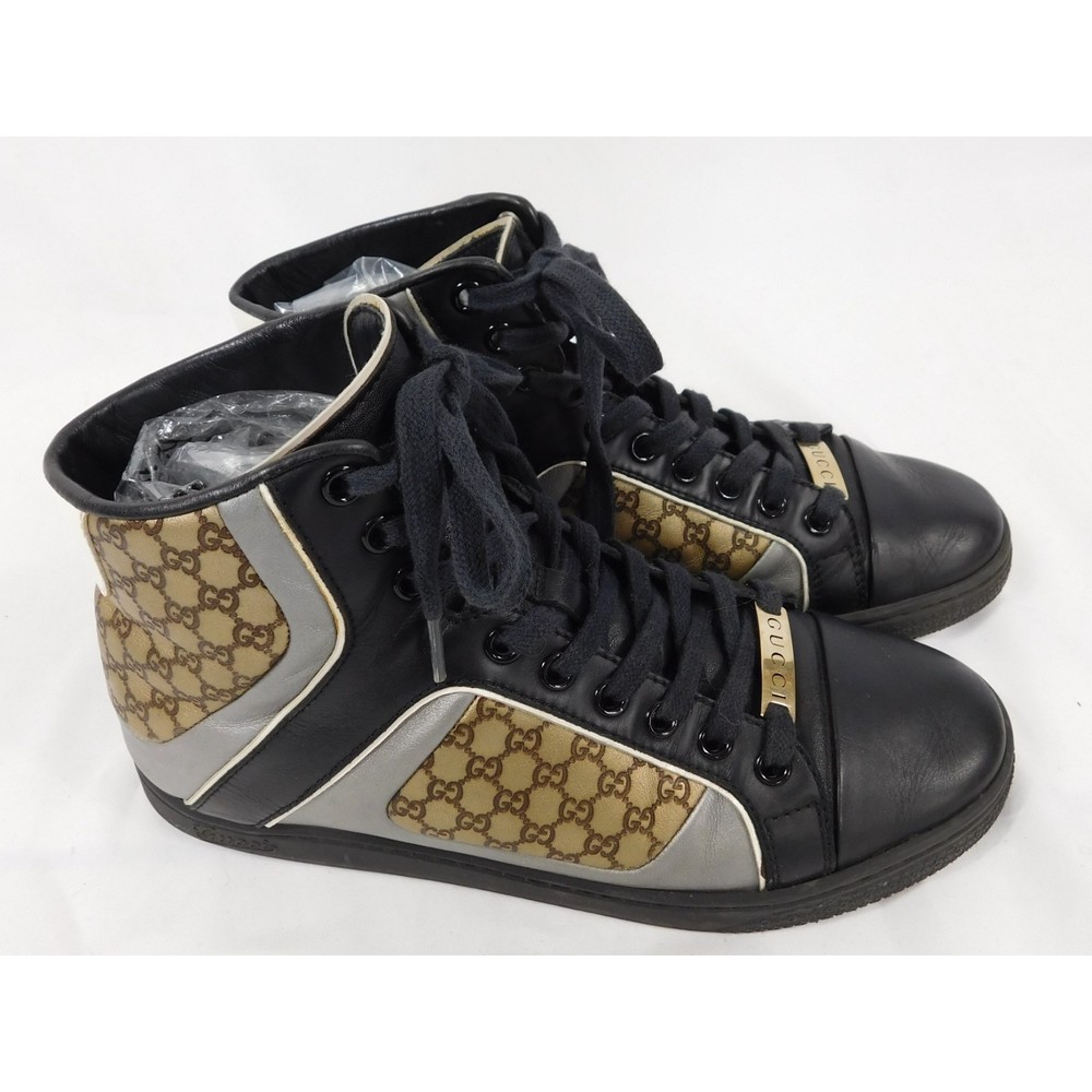GUCCI MONOGRAM LEATHER HIGH TOP SNEAKERS SZ 36 - Picture 7 of 13